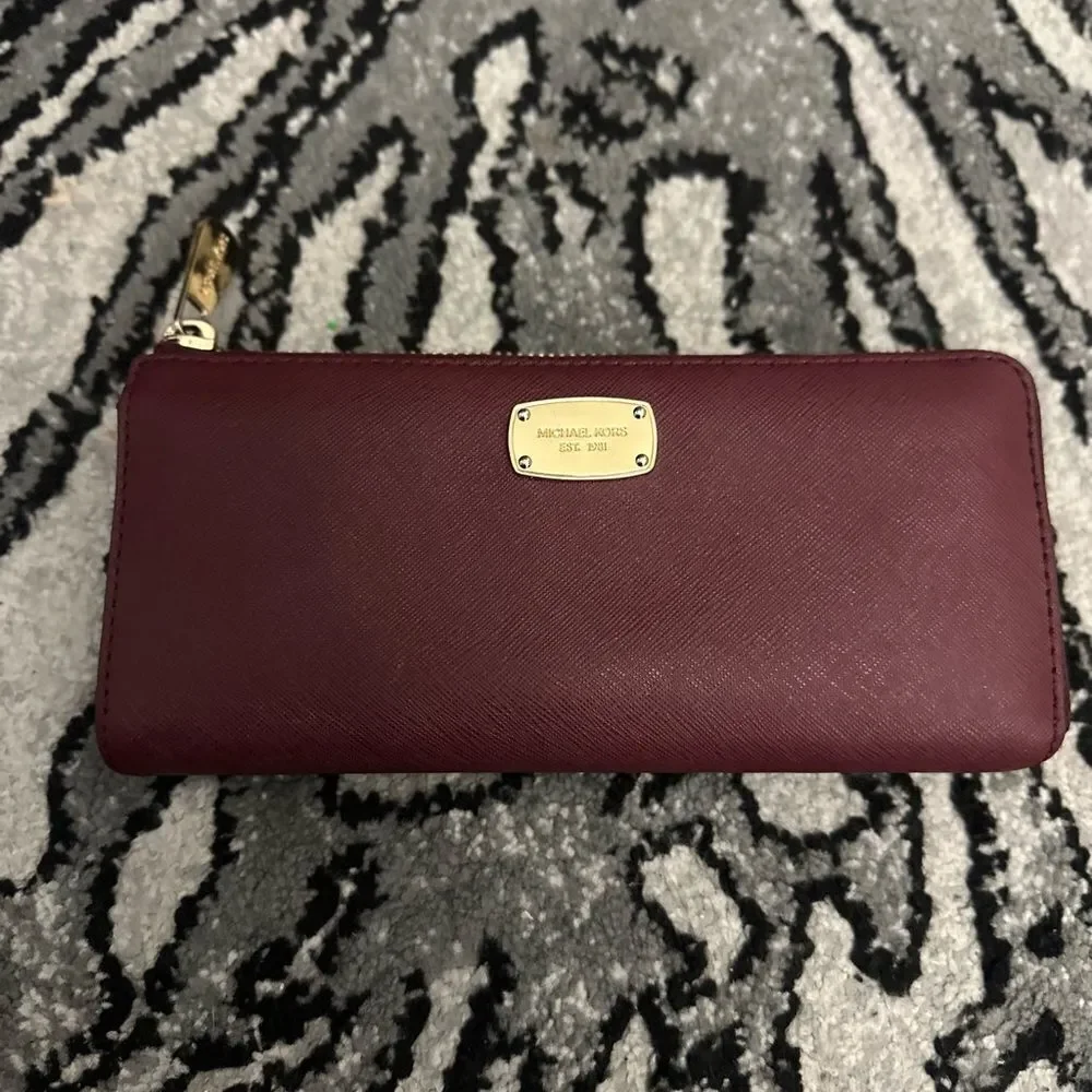 Michael Kors Burgundy Salma Medium Handbag and Wallet Set
